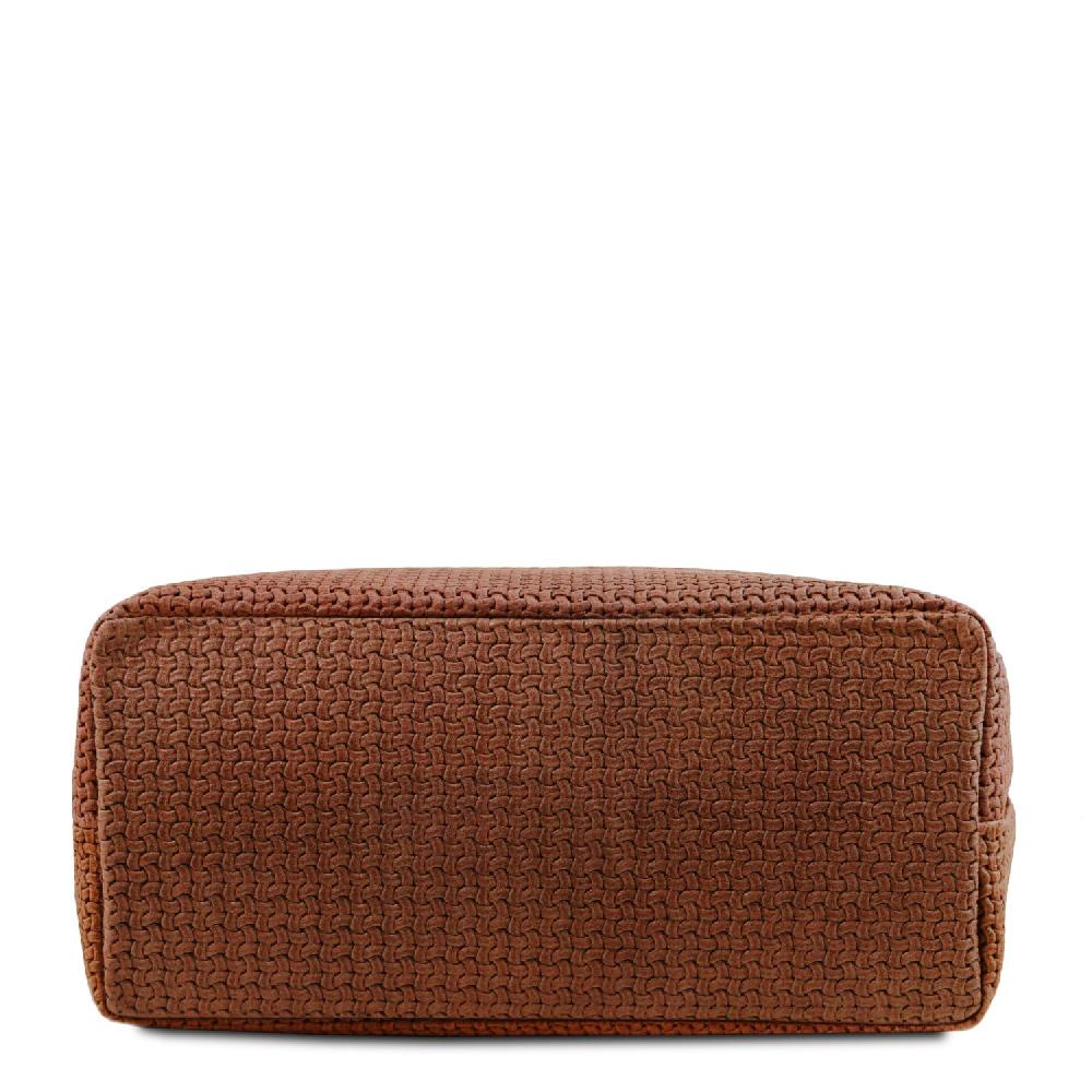 Tuscany Leather Borsa Shopping in Pelle Stampa Intrecciata Offerte speciali