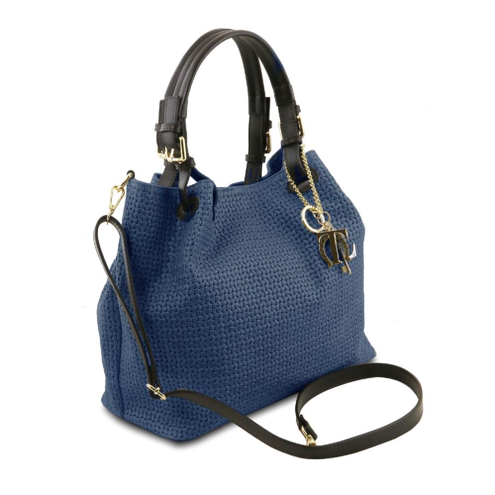 Tuscany Leather Borsa Shopping in Pelle Stampa Intrecciata Sconti VIP