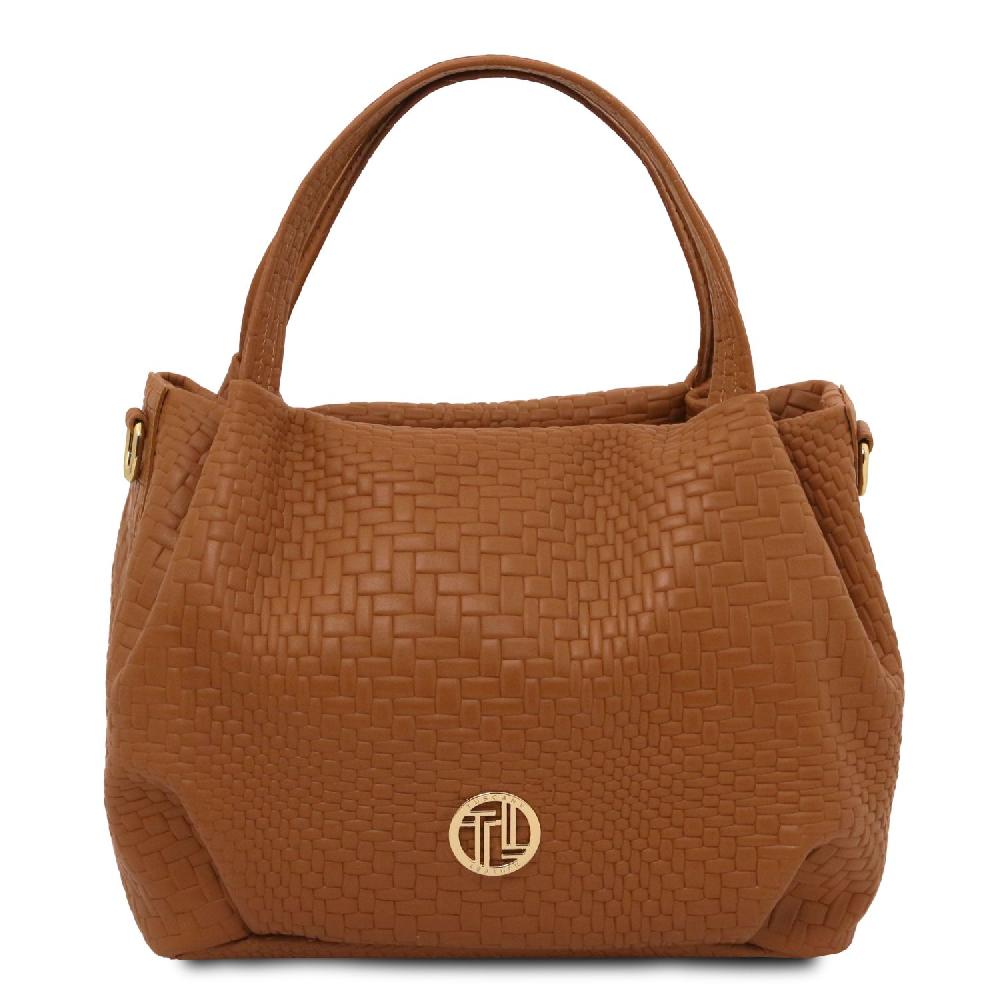 Tuscany Leather Borsa a Mano in Pelle Morbida Stampa Intrecciata Qualità