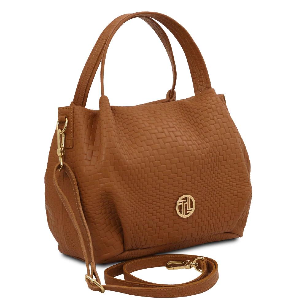 Tuscany Leather Borsa a Mano in Pelle Morbida Stampa Intrecciata Qualità