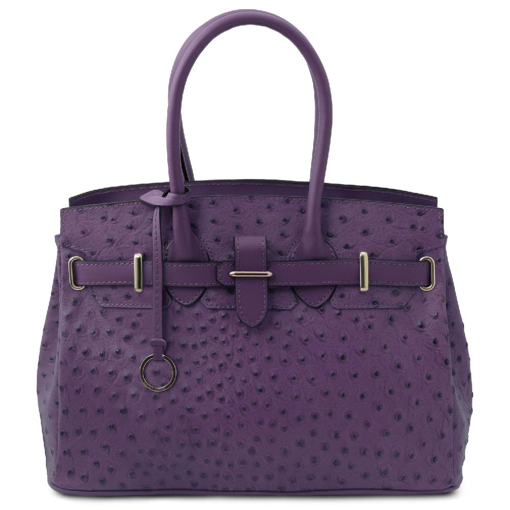 Tuscany Leather Borsa a Mano in Pelle Stampata Effetto Struzzo Smaltimento dello stoccaggio