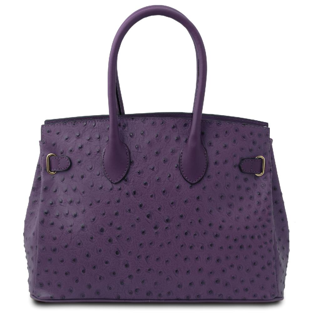 Tuscany Leather Borsa a Mano in Pelle Stampata Effetto Struzzo Smaltimento dello stoccaggio