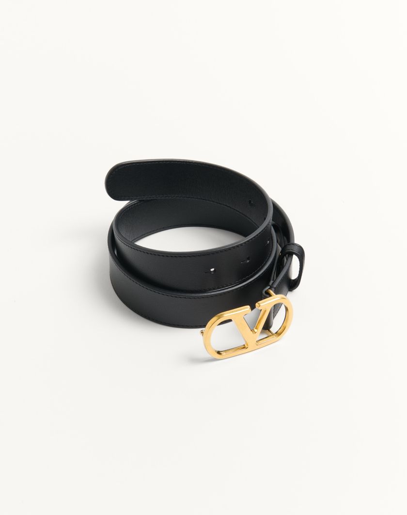 Valentino Handbags Cintura Vlogo Signature In Vitello Lucido 30 Mm per Donna in Nero | Valentino IT Sottocosto