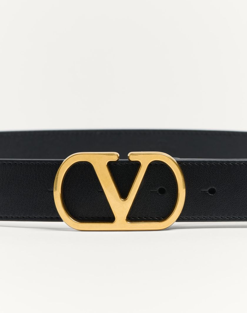Valentino Handbags Cintura Vlogo Signature In Vitello Lucido 30 Mm per Donna in Nero | Valentino IT Sottocosto