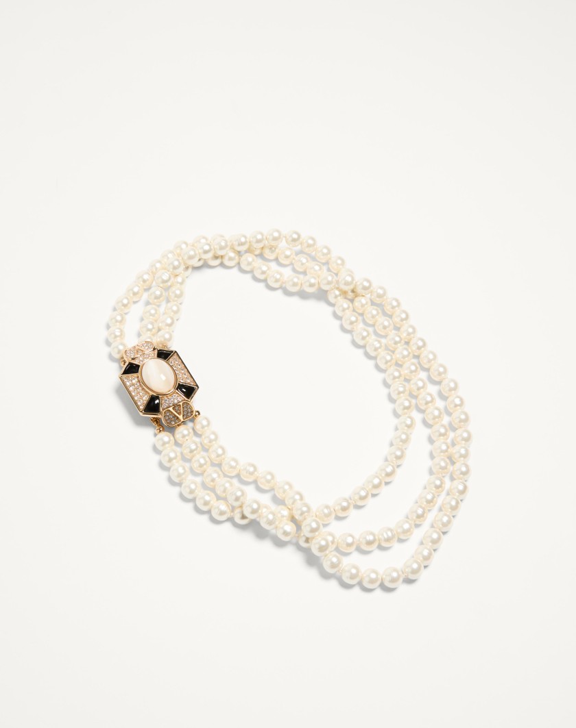 Valentino Handbags Collana Pas Plus In Metallo Smalto Resina Perle E Cristalli Swarovski® per Donna in Multicolor | Valentino IT Novità