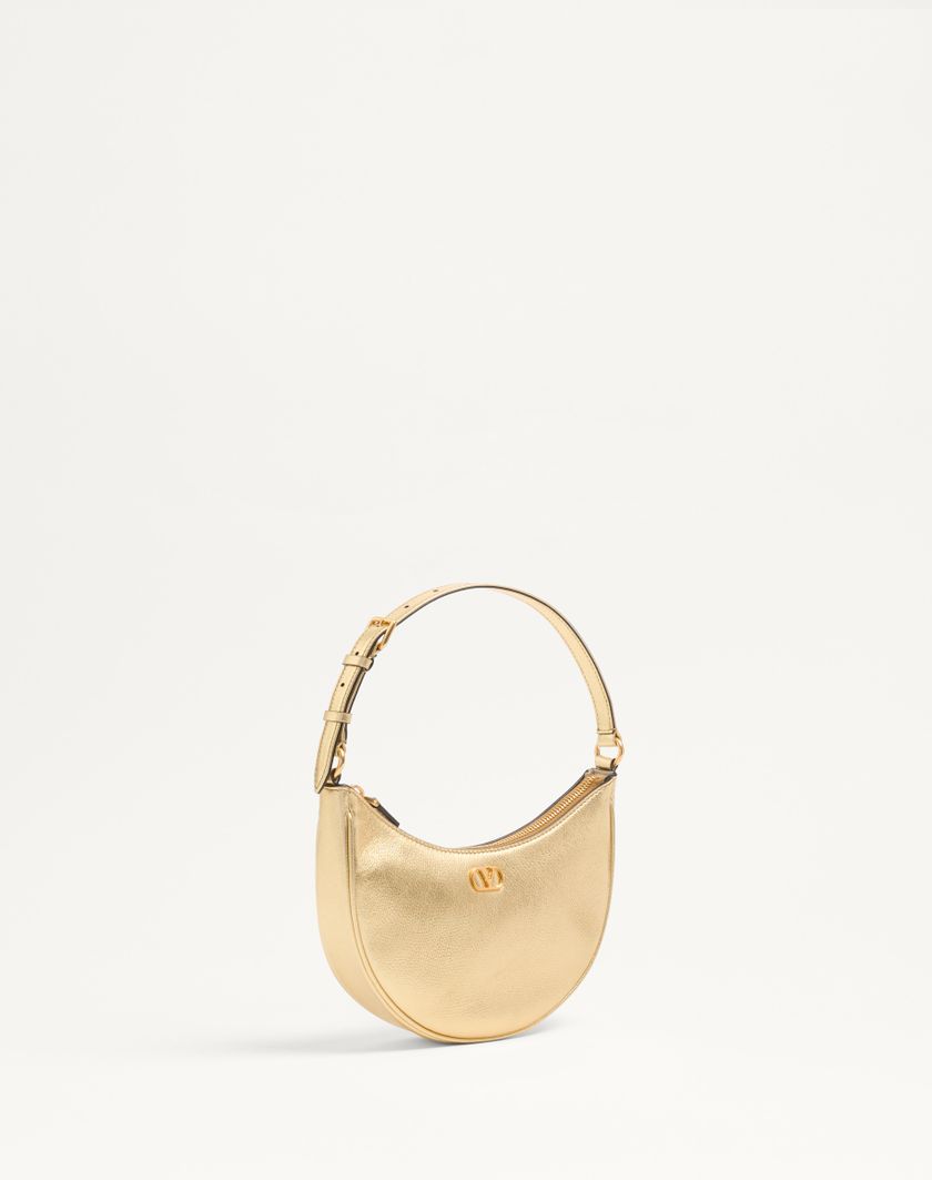 Valentino Handbags Mini Borsa Hobo Vlogo Signature In Vitello Granato Laminato per Donna in Antique Brass | Valentino IT Sconto