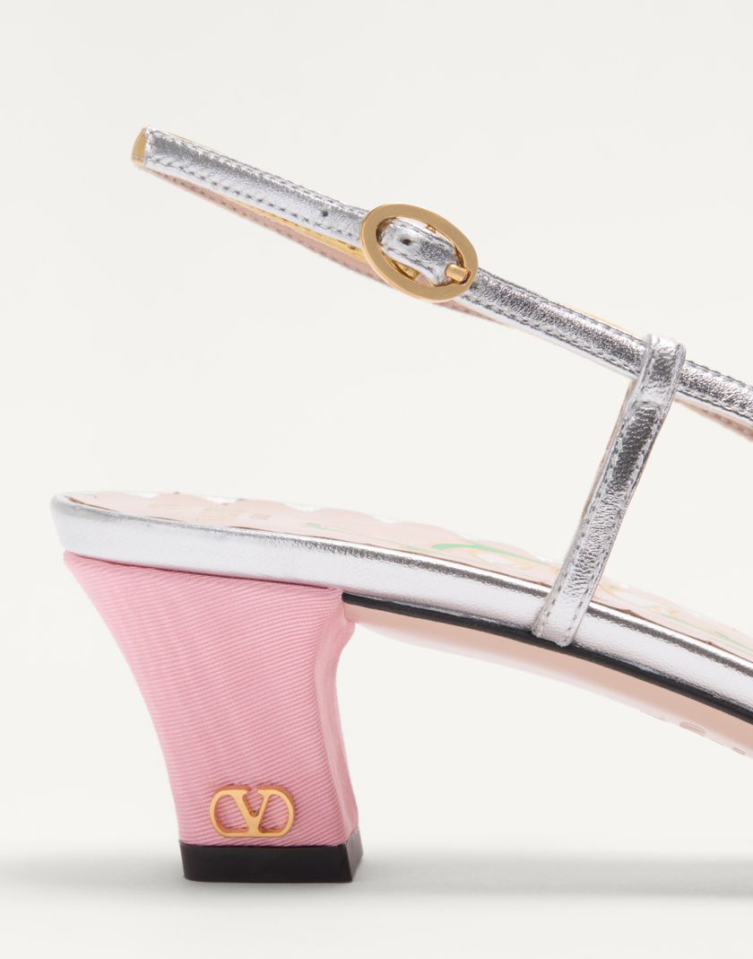 Valentino Handbags Décolleté Slingback Bowow In Tessuto Moirè 45mm per Donna in Nero/silver | Valentino IT Economico