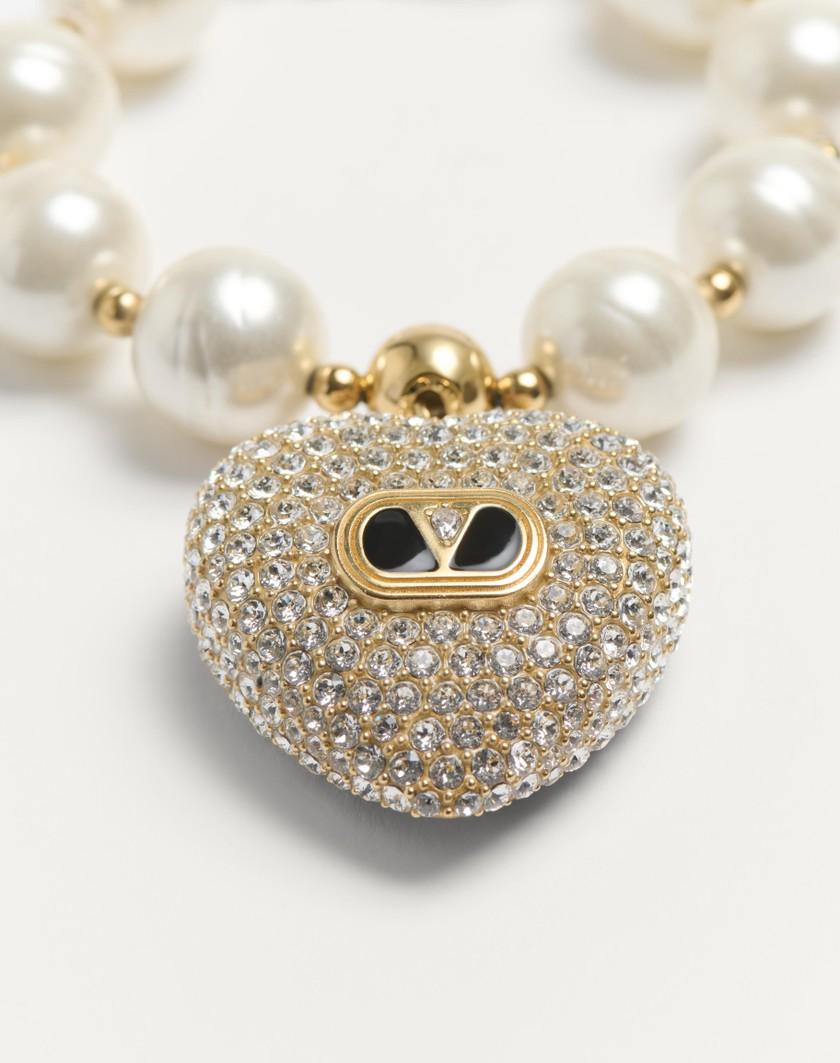Valentino Handbags Bracciale Coeur Royal In Metallo Smalto Perla E Cristalli Swarovski® per Donna in Multicolor | Valentino IT Affare Del Giorno