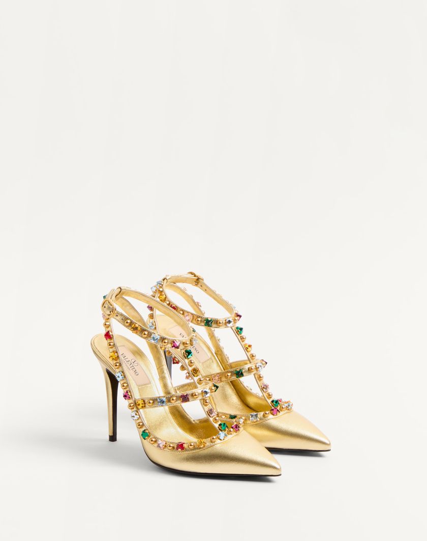 Valentino Handbags Décolleté Rockstud In Nappa Laminata Con Cabochon E Cristalli 100mm per Donna in Multicolor | Valentino IT Saldi