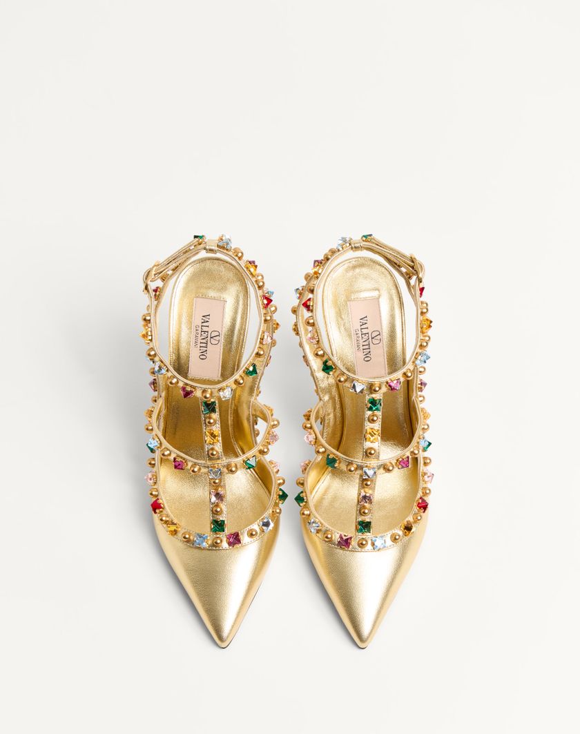 Valentino Handbags Décolleté Rockstud In Nappa Laminata Con Cabochon E Cristalli 100mm per Donna in Multicolor | Valentino IT Saldi
