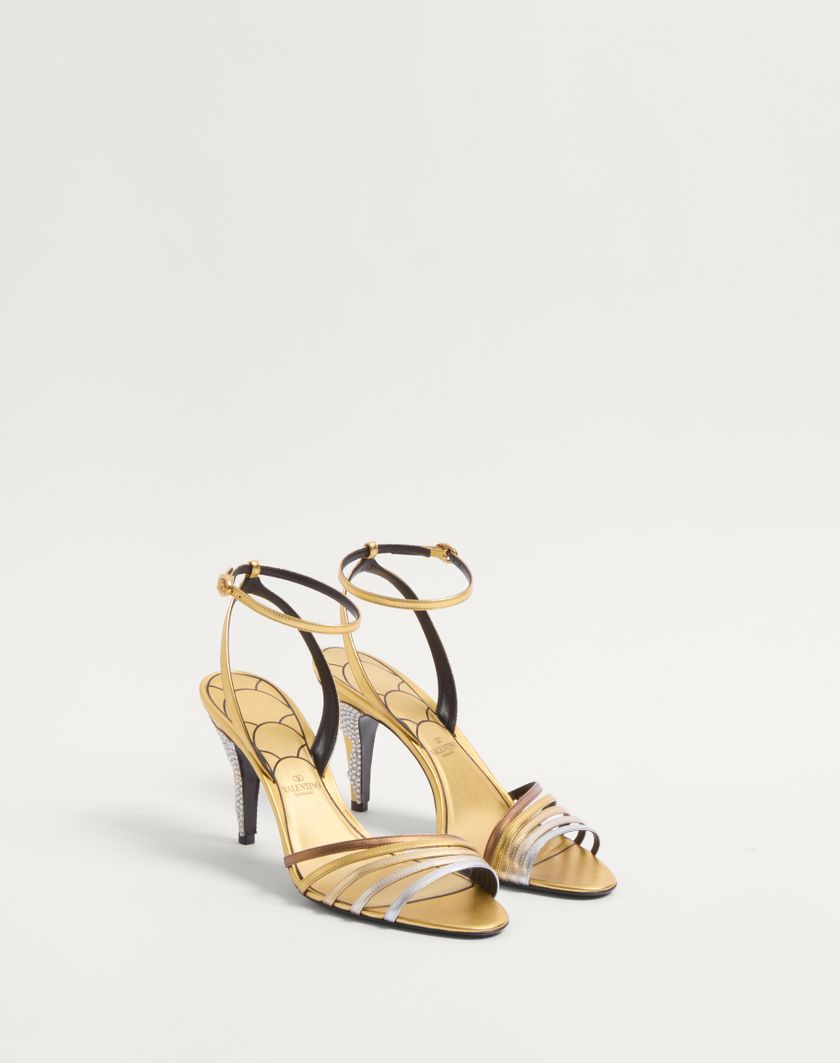 Valentino Handbags Sandalo Ladycrush In Nappa Laminata Con Cristalli 85mm per Donna in Multicolor | Valentino IT Novità