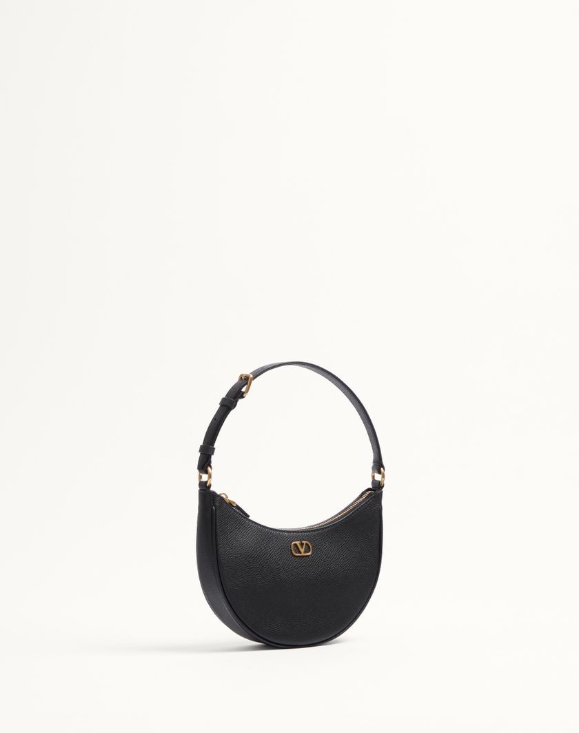 Valentino Handbags Mini Borsa Hobo Vlogo Signature In Vitello Granato per Donna in Nero | Valentino IT Vendite Flash