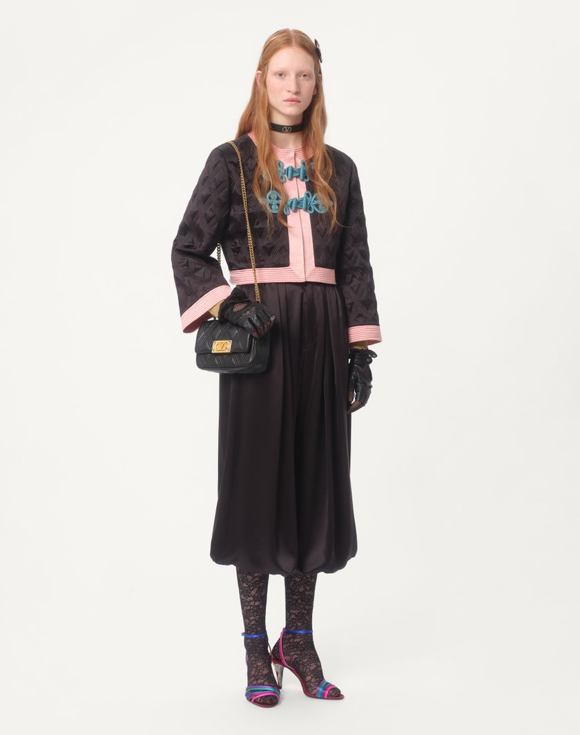 Valentino Handbags Giacca In Doppia Duchesse per Donna in Nero/rosa | Valentino IT Italy