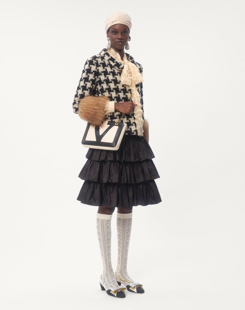 Valentino Handbags Gonna In Taffetas A Balze per Donna in Nero | Valentino IT Italia