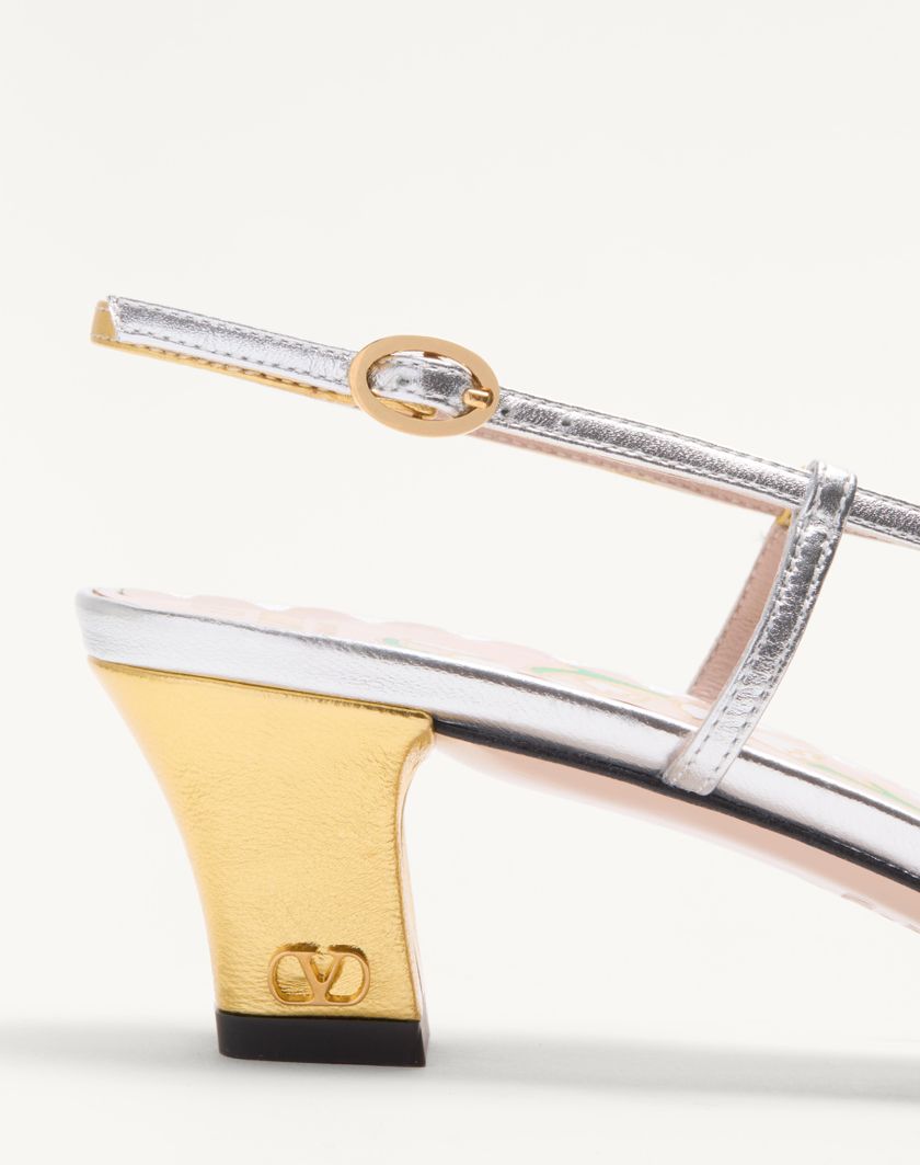 Valentino Handbags Décolleté Slingback Bowow In Nappa Laminata 45mm per Donna in Oro/silver | Valentino IT 2025