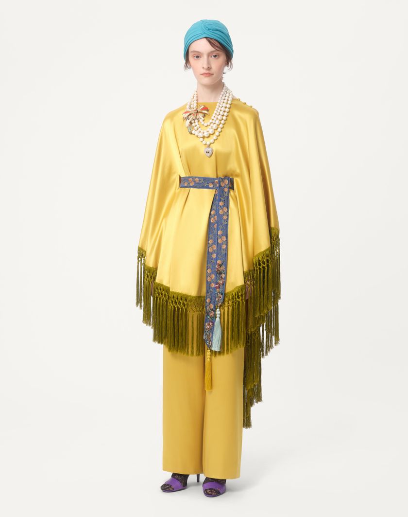 Valentino Handbags Pantaloni In Doppia Duchesse per Donna in Oro | Valentino IT Pezzi Unici