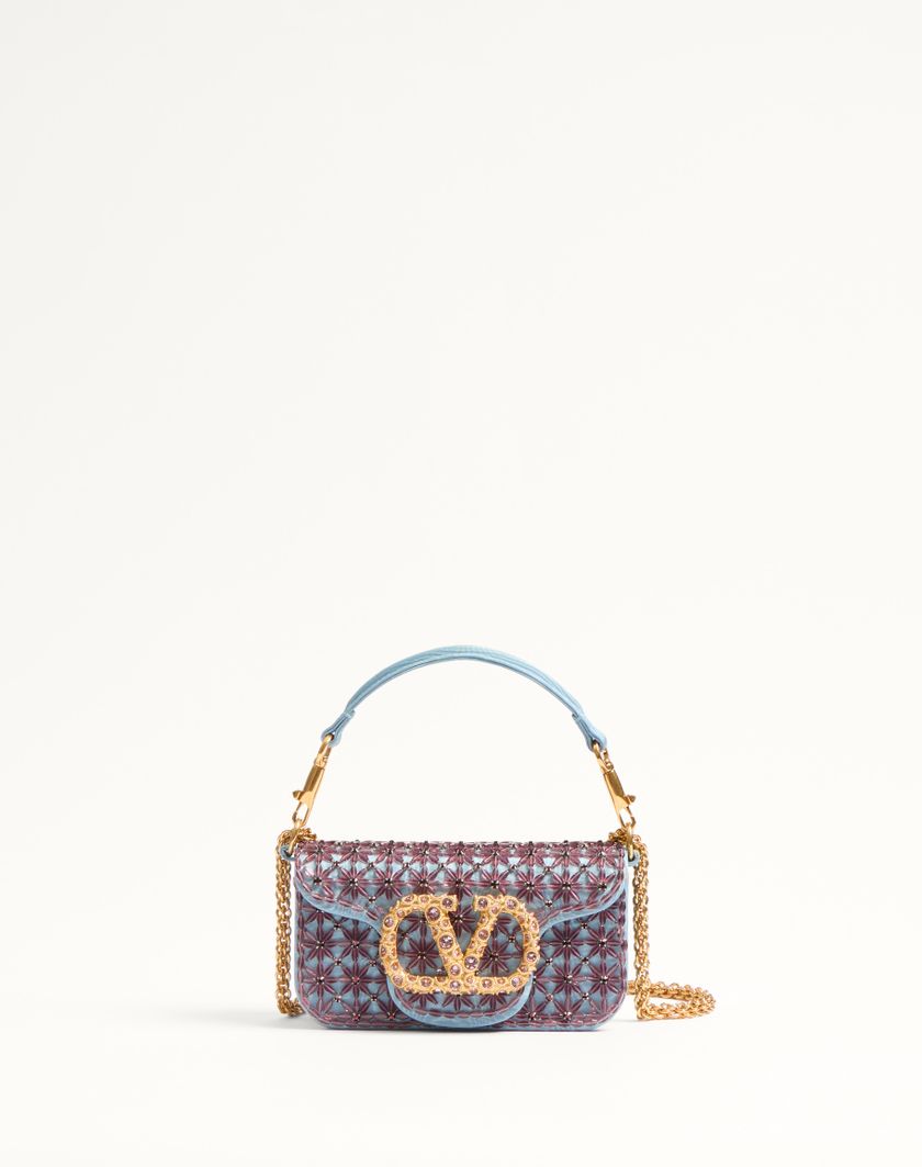 Valentino Handbags Borsa Piccola A Spalla Valentino Garavani Locò Ricamata Con Logo Gioiello per Donna in Ametista/cloudy Blue | Valentino IT
