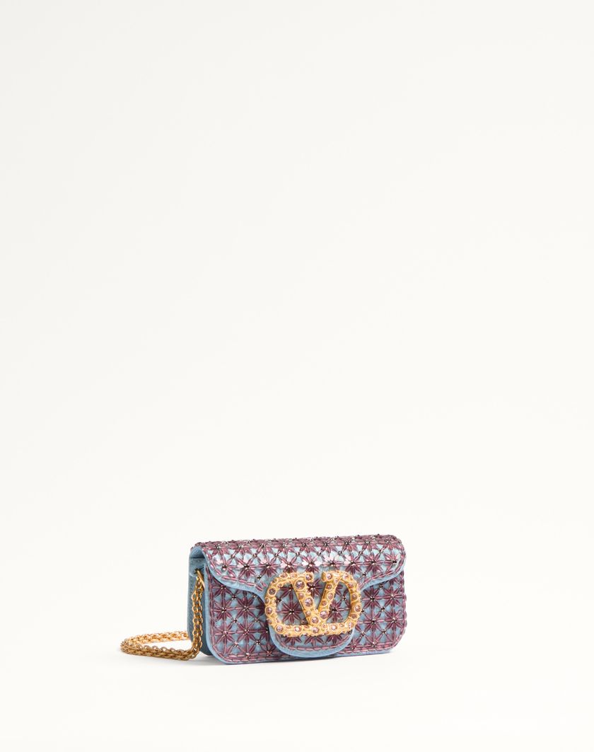 Valentino Handbags Borsa Piccola A Spalla Valentino Garavani Locò Ricamata Con Logo Gioiello per Donna in Ametista/cloudy Blue | Valentino IT Acquista Ora