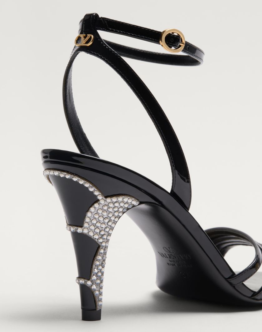 Valentino Handbags Sandalo Ladycrush In Vernice Con Cristalli 85mm per Donna in Nero/silver | Valentino IT Consegna Veloce