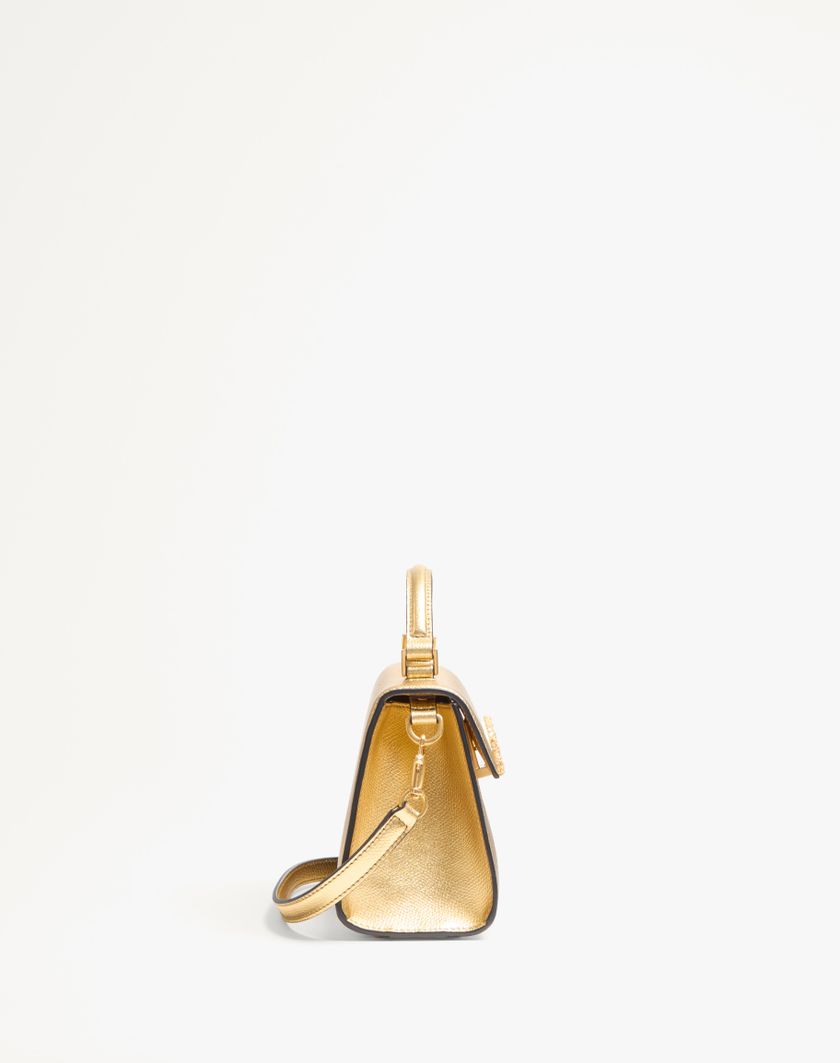 Valentino Handbags Borsa A Mano Mini Valentino Garavani Vsling In Vitello Granato Laminato Con Logo Gioiello per Donna in Antique Brass | Valentino IT Promozione Limitata