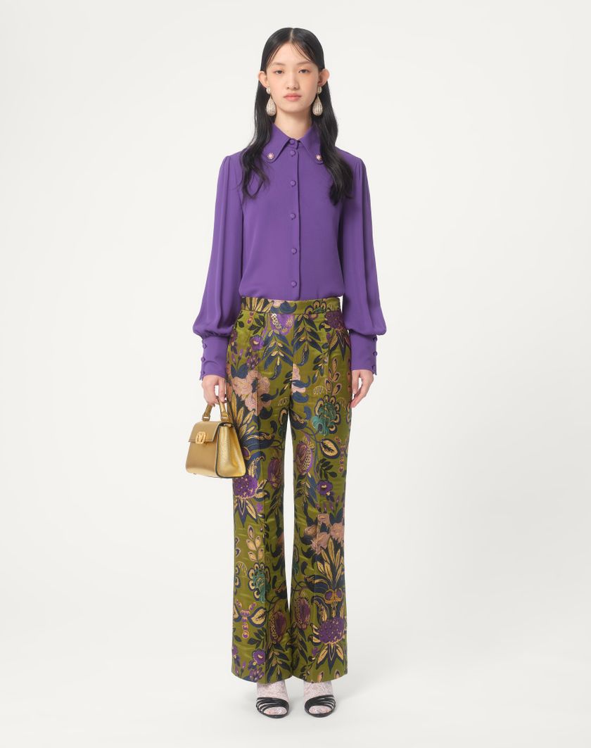 Valentino Handbags Camicia In Georgette per Donna in Violet | Valentino IT Grande vendita