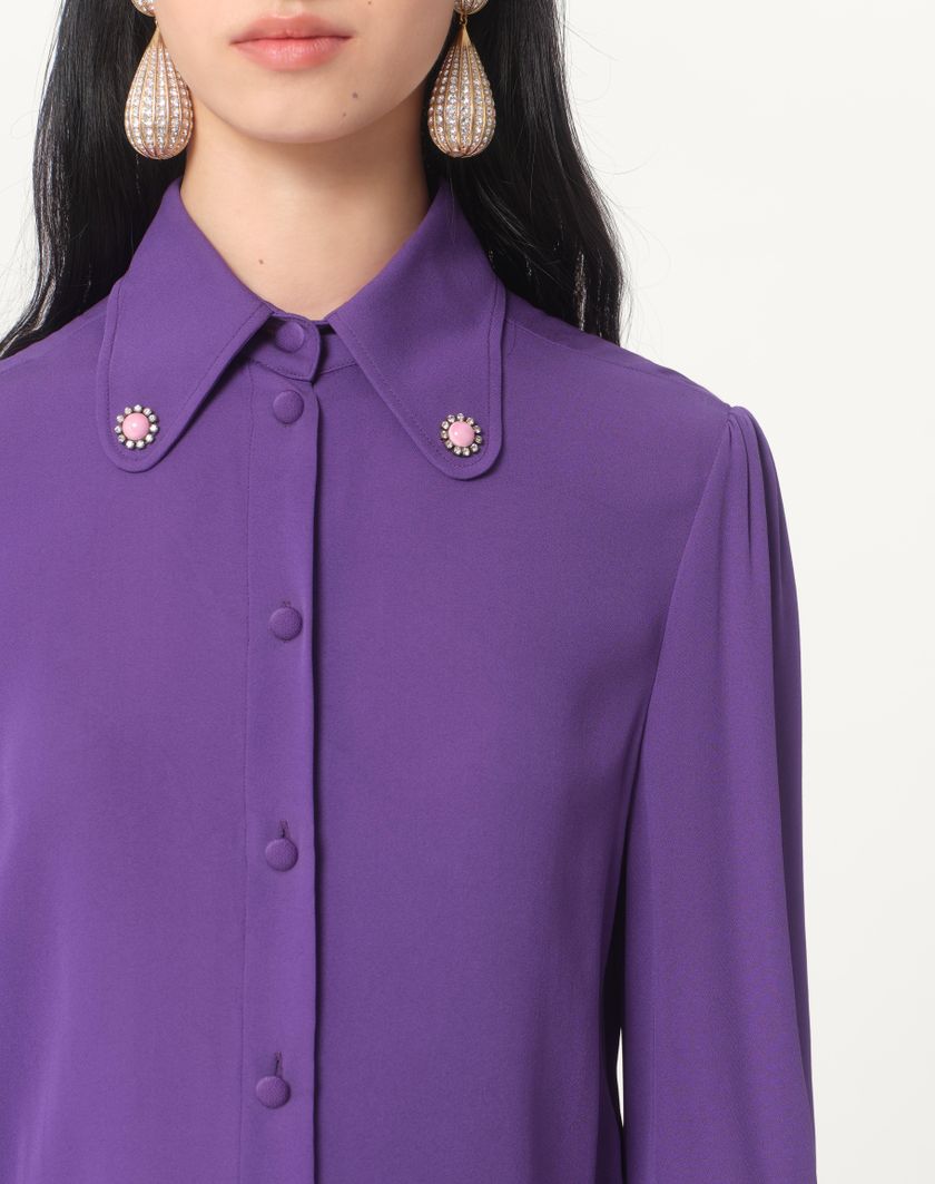 Valentino Handbags Camicia In Georgette per Donna in Violet | Valentino IT Grande vendita