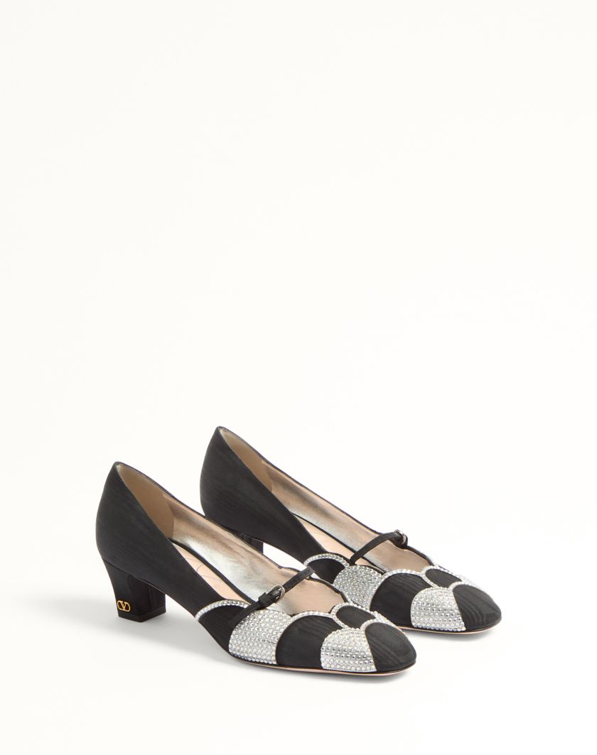 Valentino Handbags Décolleté Bowow In Tessuto Moirè Con Cristalli 45mm per Donna in Nero/silver | Valentino IT Prezzo Ridotto