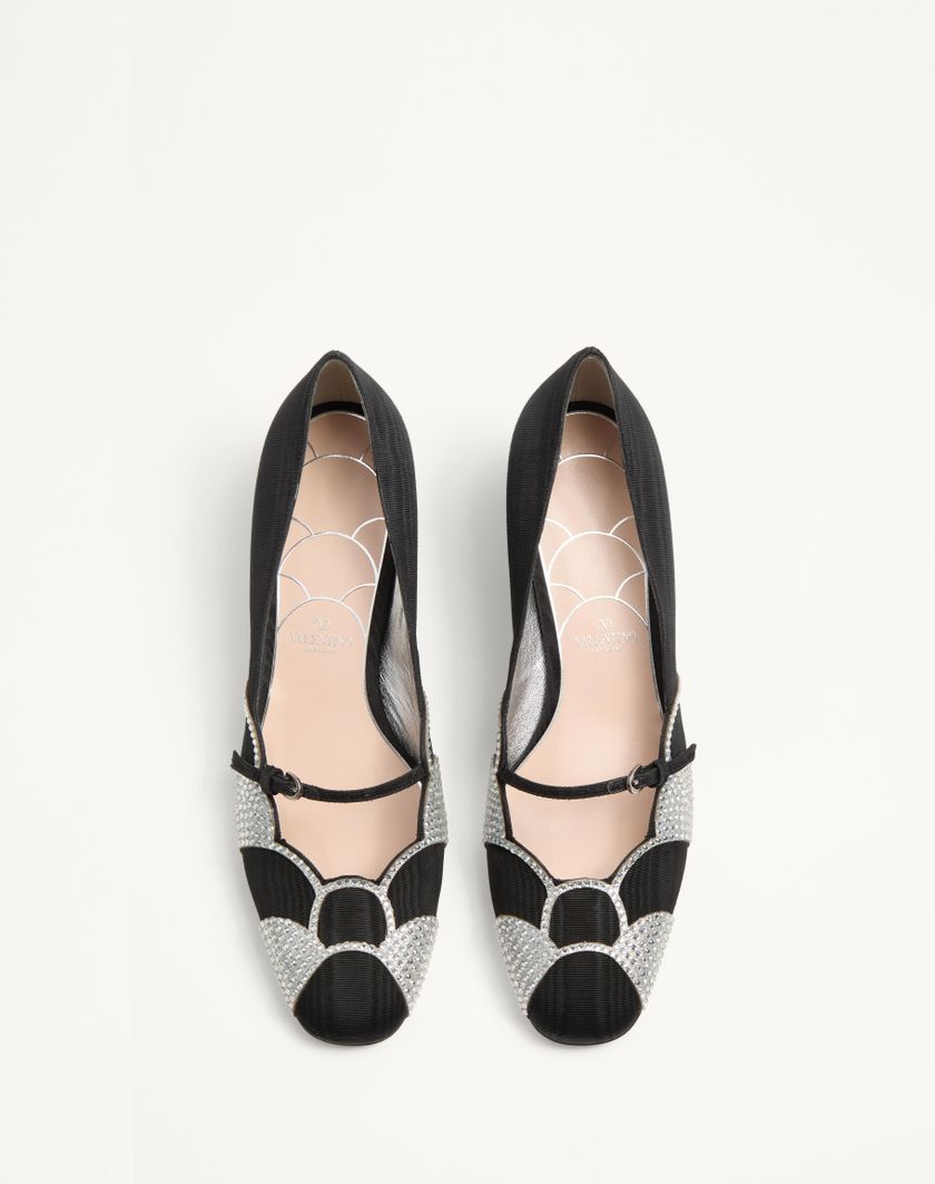 Valentino Handbags Décolleté Bowow In Tessuto Moirè Con Cristalli 45mm per Donna in Nero/silver | Valentino IT Prezzo Ridotto
