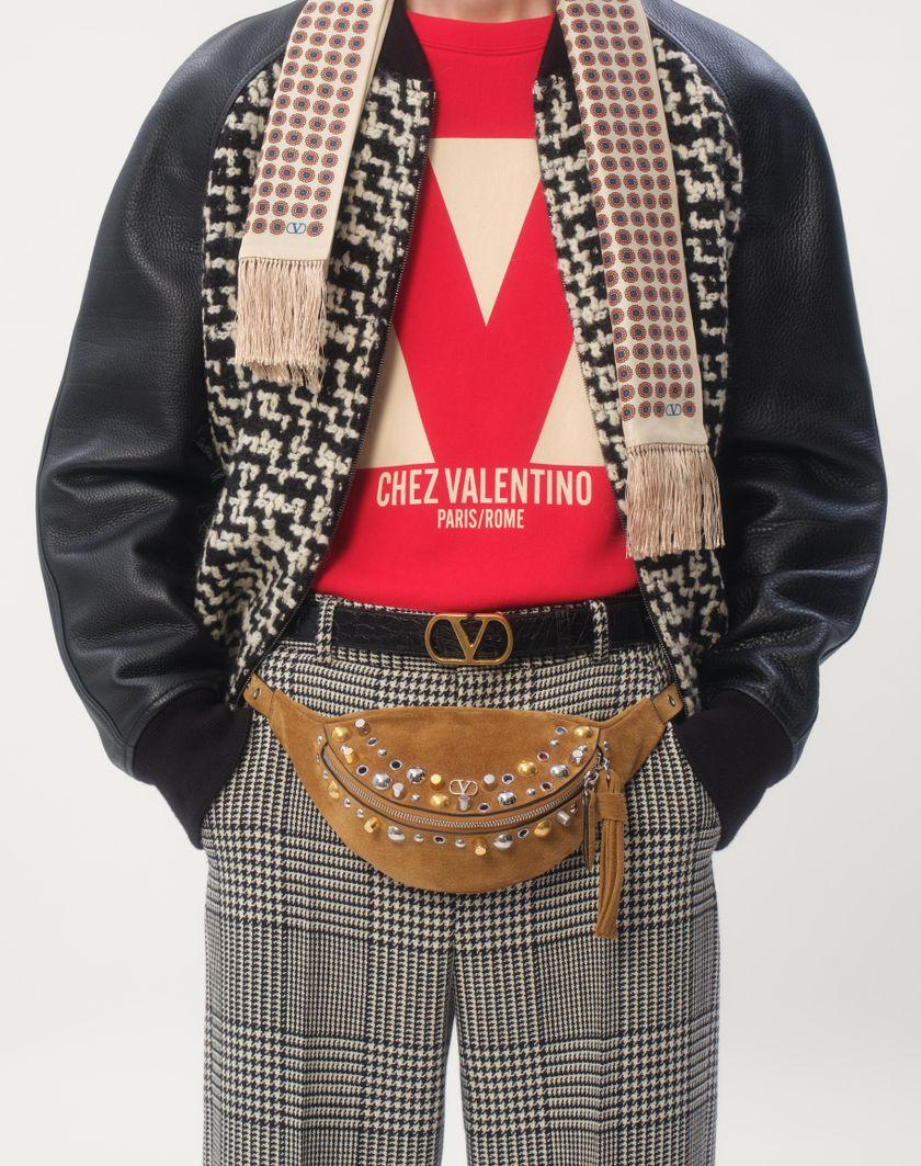 Valentino Handbags Bomber In Tweed Di Lana Con Patch Chez Valentino per Uomo in Avorio/nero | Valentino IT Outlet