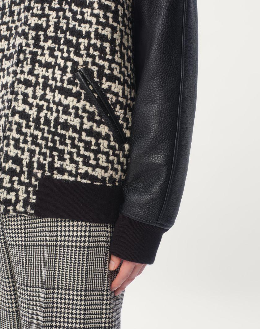 Valentino Handbags Bomber In Tweed Di Lana Con Patch Chez Valentino per Uomo in Avorio/nero | Valentino IT Outlet