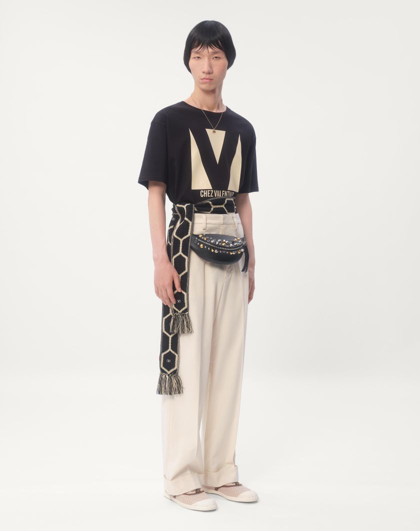 Valentino Handbags T-shirt In Cotone Con Stampa Chez Valentino per Uomo in Rosso | Valentino IT In Vendita