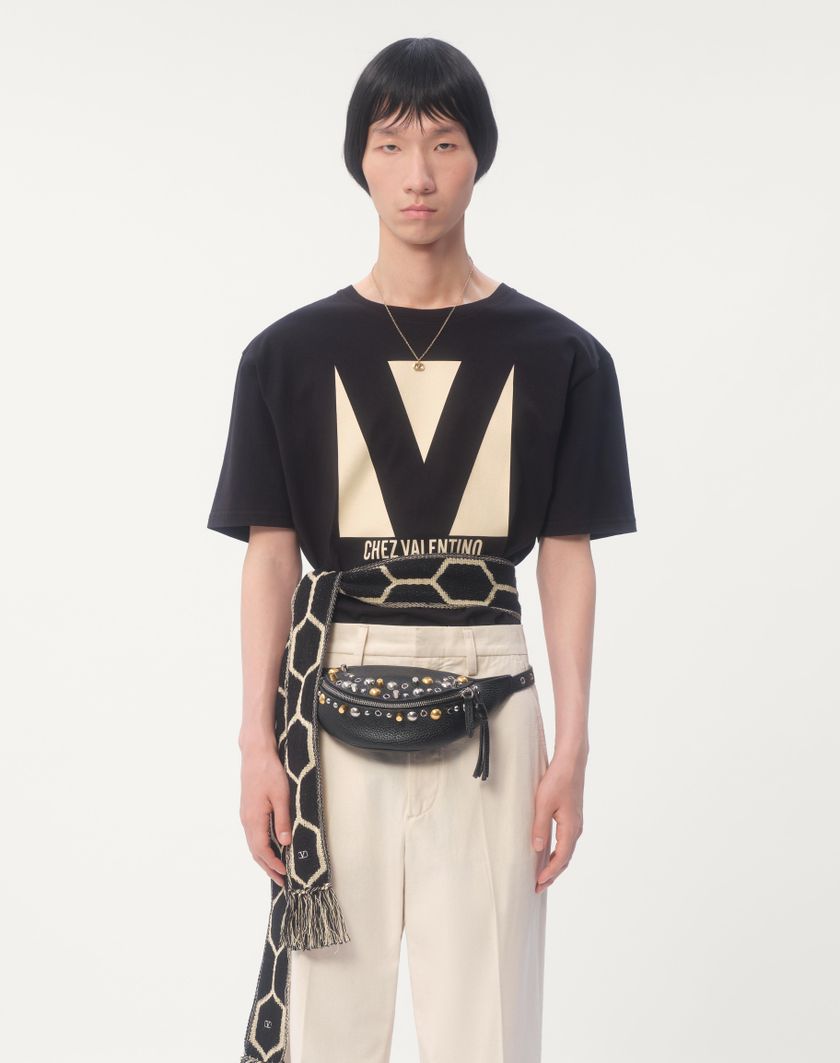 Valentino Handbags T-shirt In Cotone Con Stampa Chez Valentino per Uomo in Rosso | Valentino IT In Vendita