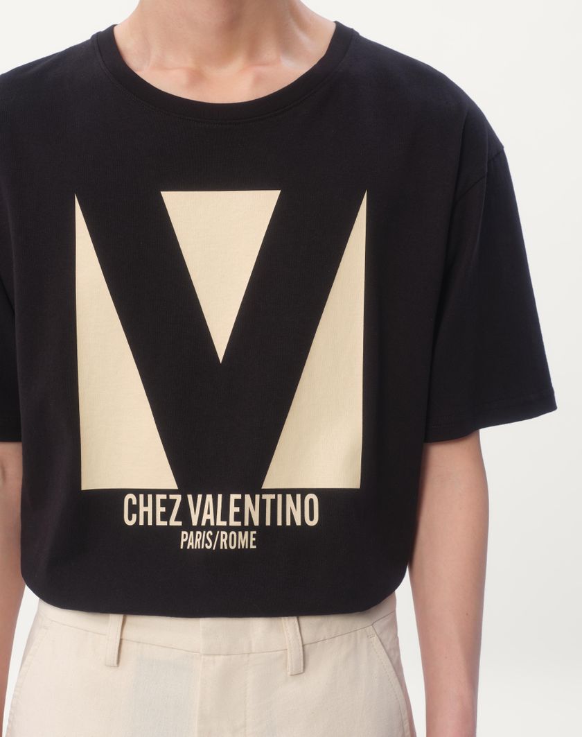 Valentino Handbags T-shirt In Cotone Con Stampa Chez Valentino per Uomo in Rosso | Valentino IT In Vendita