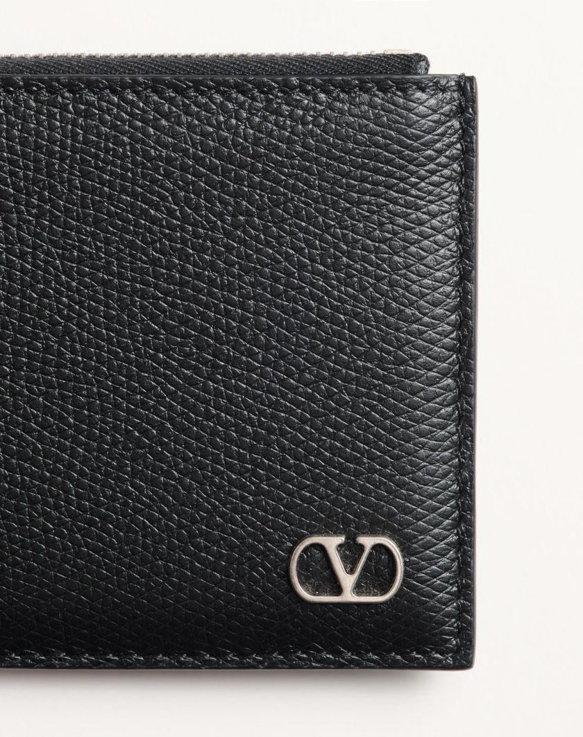 Valentino Handbags Portacarte Vlogo Signature In Vitello Granato per Uomo in Nero | Valentino IT Vendita Calda
