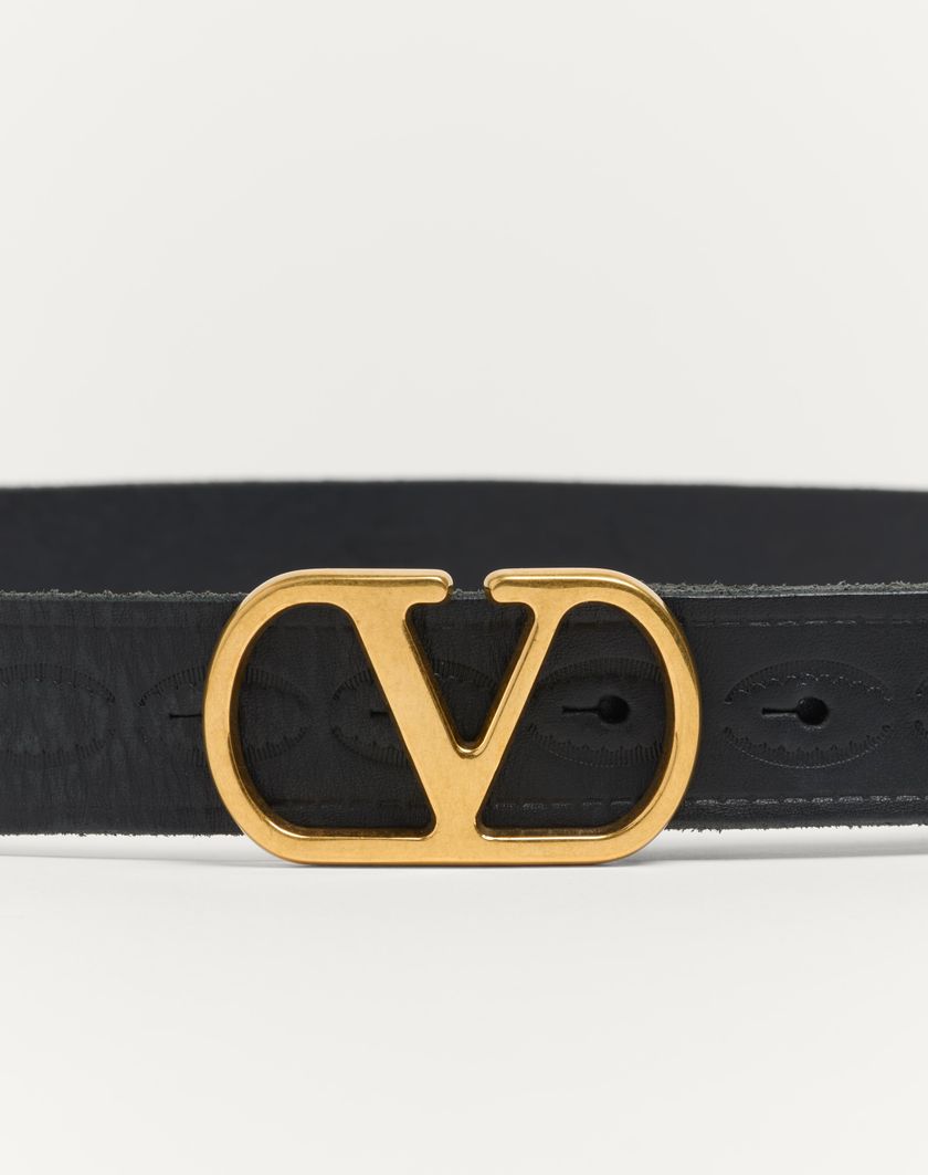 Valentino Handbags Cintura Vlogo Signature In Vitello 30 Mm per Uomo in Dark Aubergine | Valentino IT Vendita Economica
