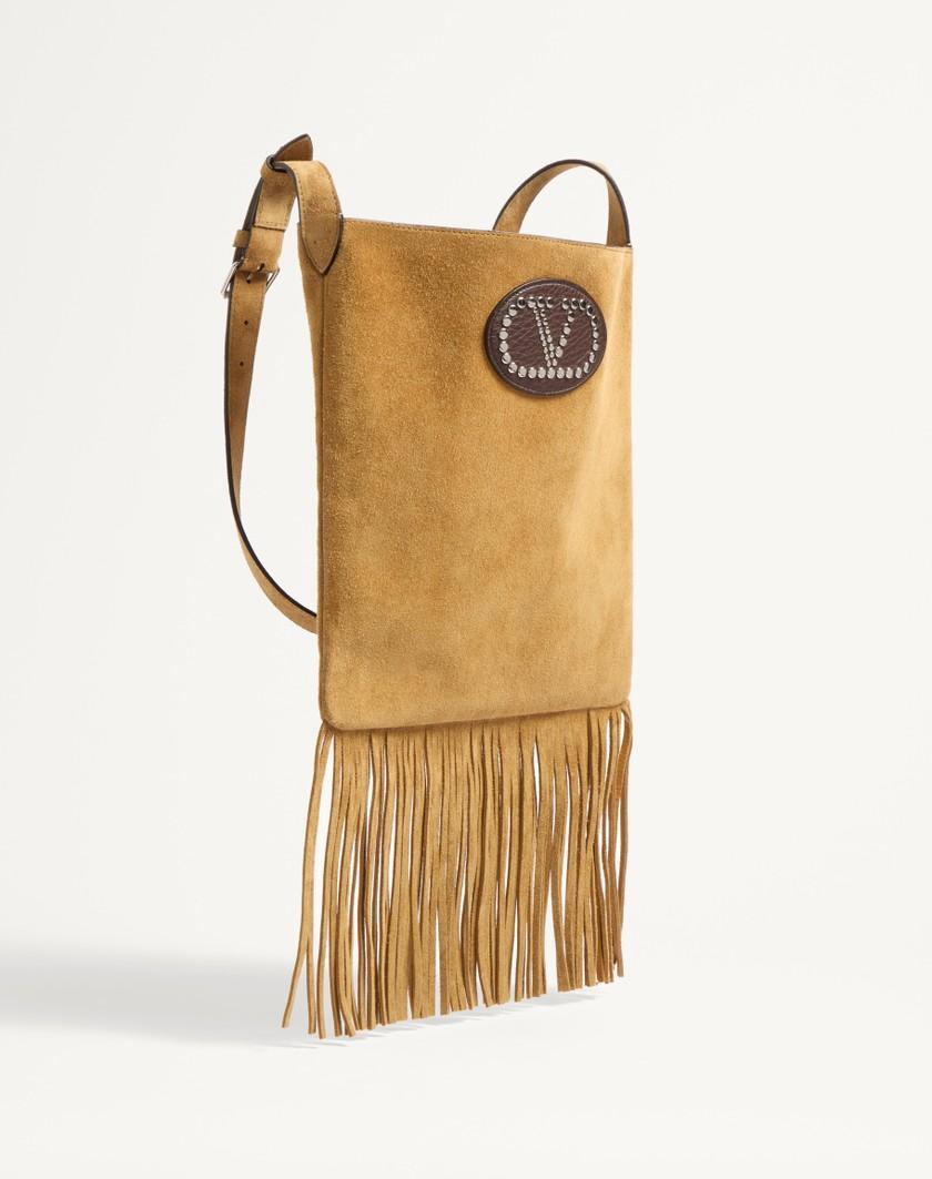 Valentino Handbags Borsa A Spalla Valentino Garavani Nellcôte In Suede Con Frange per Uomo in Havana Beige/fondant | Valentino IT I Più Venduti