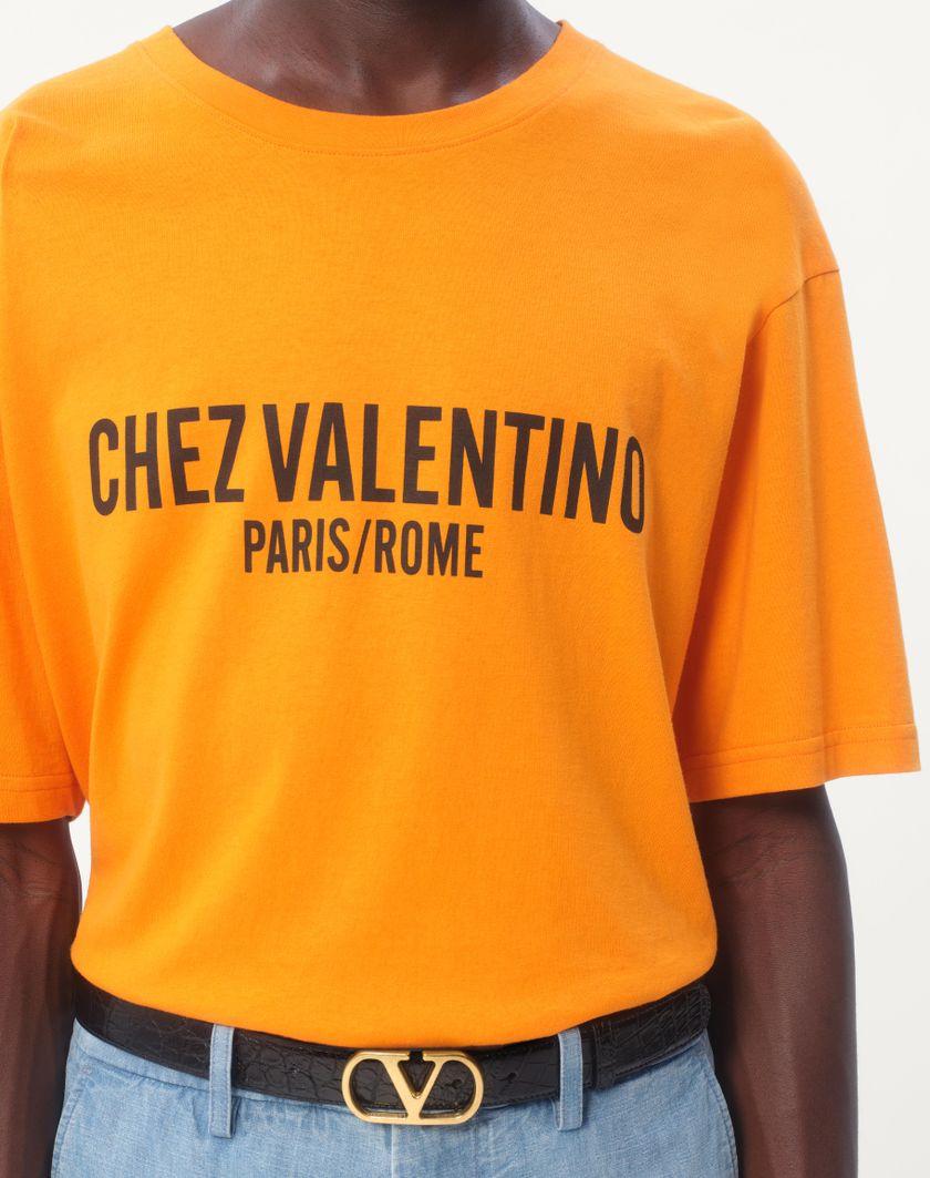 Valentino Handbags T-shirt In Cotone Con Stampa Chez Valentino per Uomo in Avorio | Valentino IT In Linea