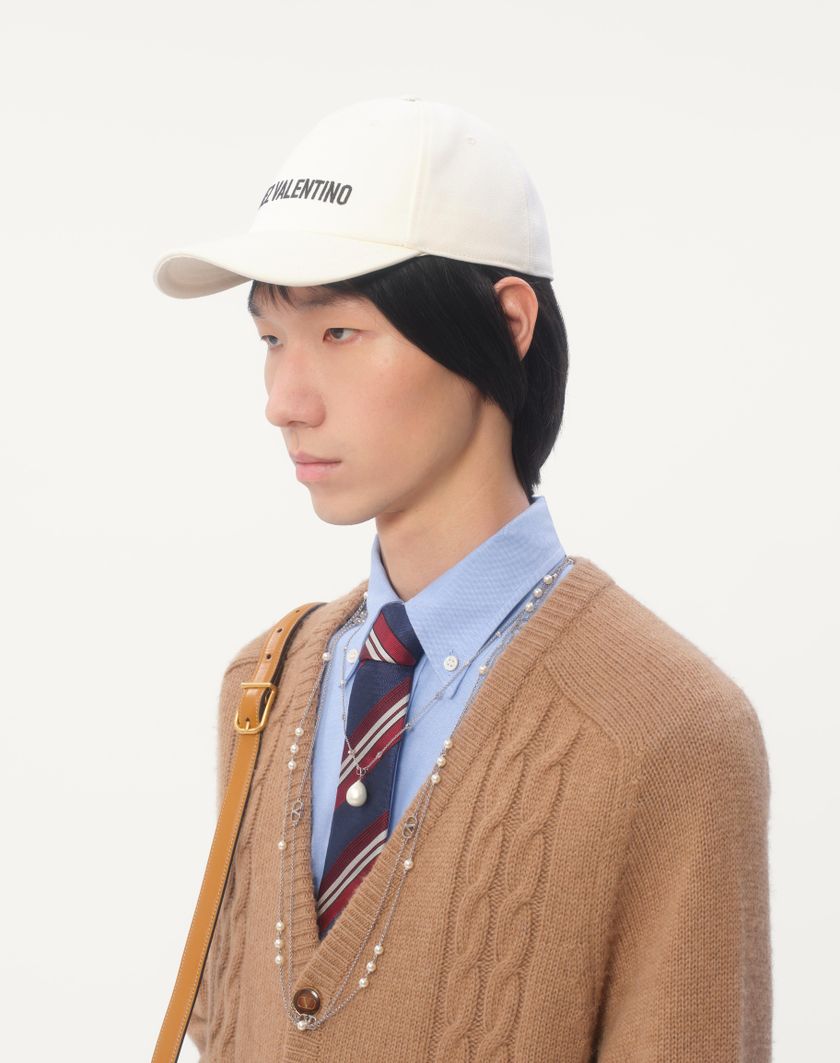 Valentino Handbags Baseball Cap Chez Valentino In Cotone Con Ricamo per Uomo in Avorio/nero | Valentino IT Qualità