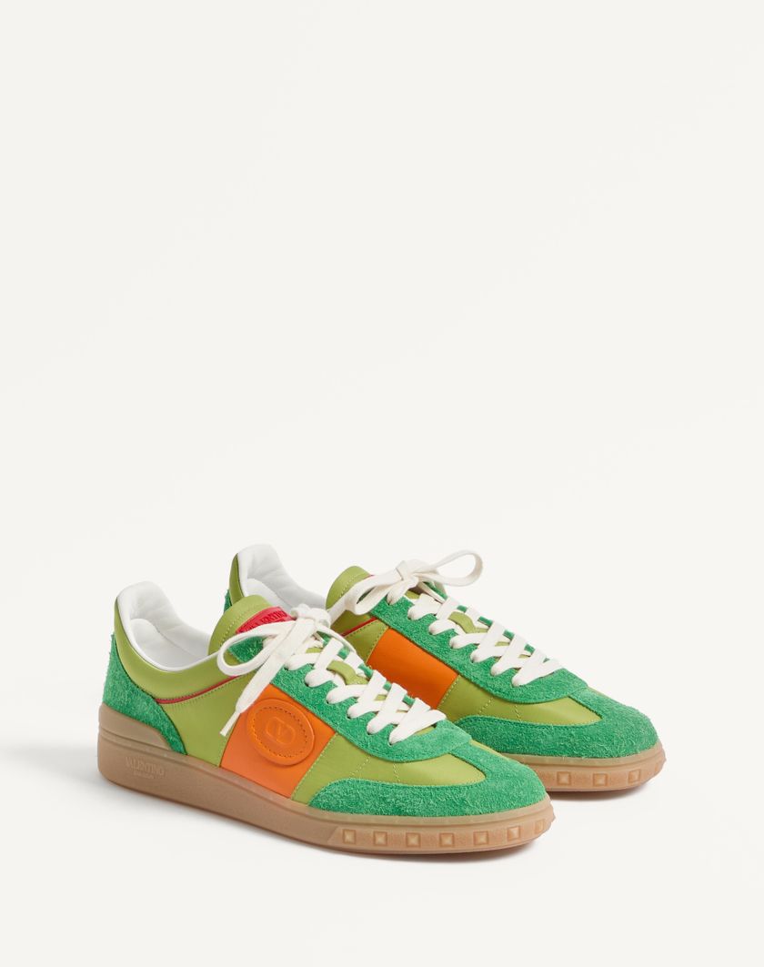 Valentino Handbags Sneaker Low Top Upvillage In Crosta E Nylon per Uomo in Green Briar/chartreuse/pumpkin/corallo | Valentino IT Negozi Online