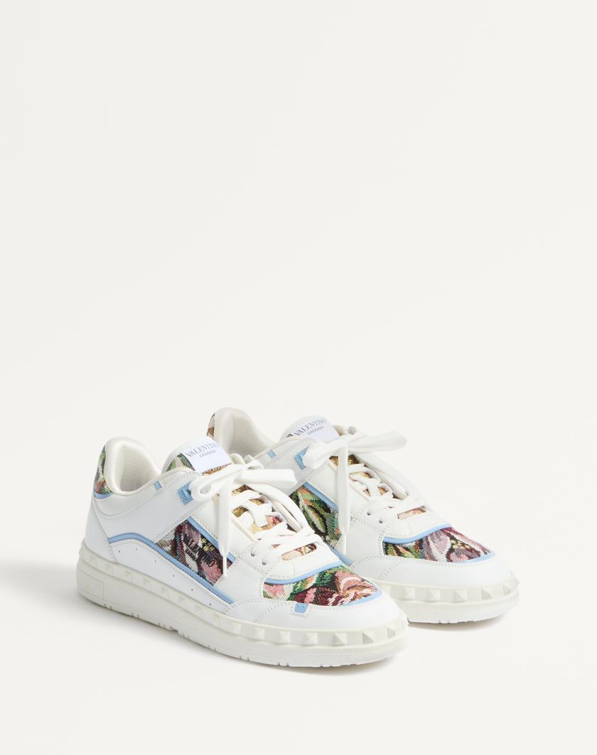 Valentino Handbags Sneaker Low Top Freedots In Vitello E Tessuto per Uomo in Bianco/multicolor/popeline Blue | Valentino IT Prezzo Ridotto