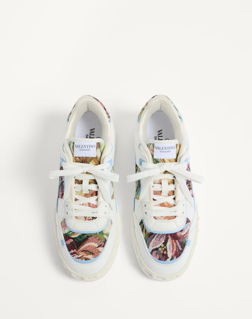Valentino Handbags Sneaker Low Top Freedots In Vitello E Tessuto per Uomo in Bianco/multicolor/popeline Blue | Valentino IT Prezzo Ridotto
