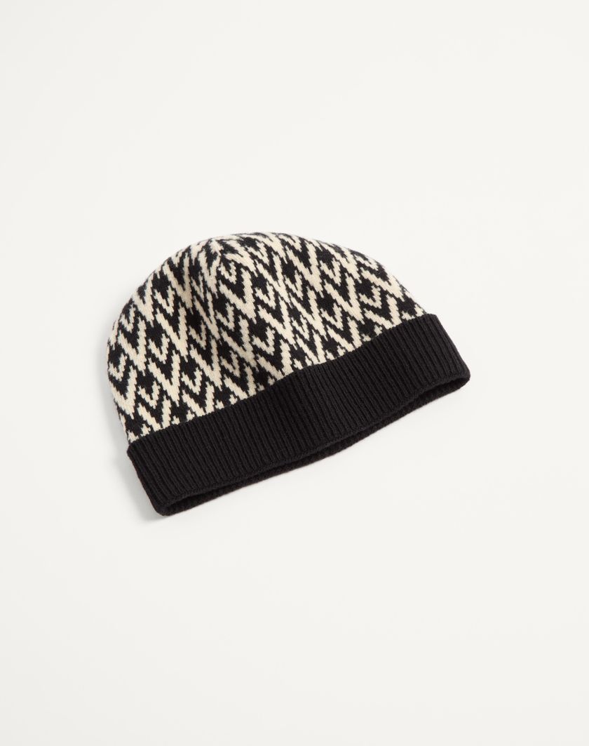 Valentino Handbags Beanie Knitted Toute La V Signature In Lana per Uomo in Navy/crema | Valentino IT Convenienza