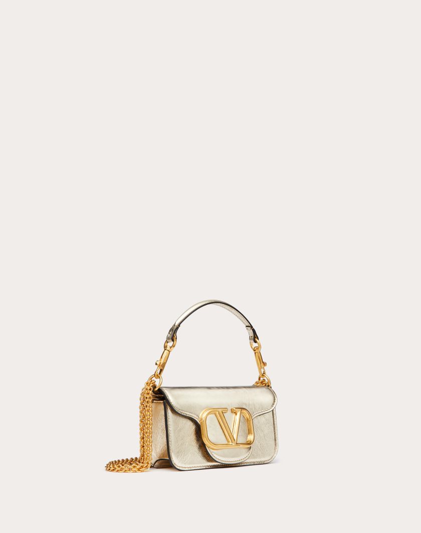 Valentino Handbags Borsa Piccola A Spalla Valentino Garavani Locò In Vitello Metallizzato per Donna in Platino | Valentino IT Outlet