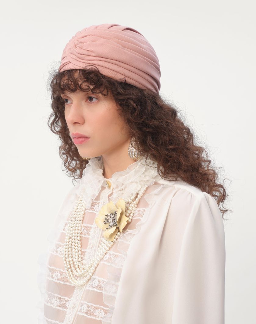 Valentino Handbags Turbante Rigido In Lana per Donna in Avorio/oro | Valentino IT Negozio