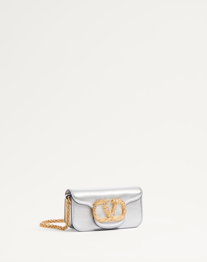 Valentino Handbags Borsa Piccola A Spalla Valentino Garavani Locò In Vitello Laminato Con Logo Gioiello per Donna in Rose Violet | Valentino IT Qualità