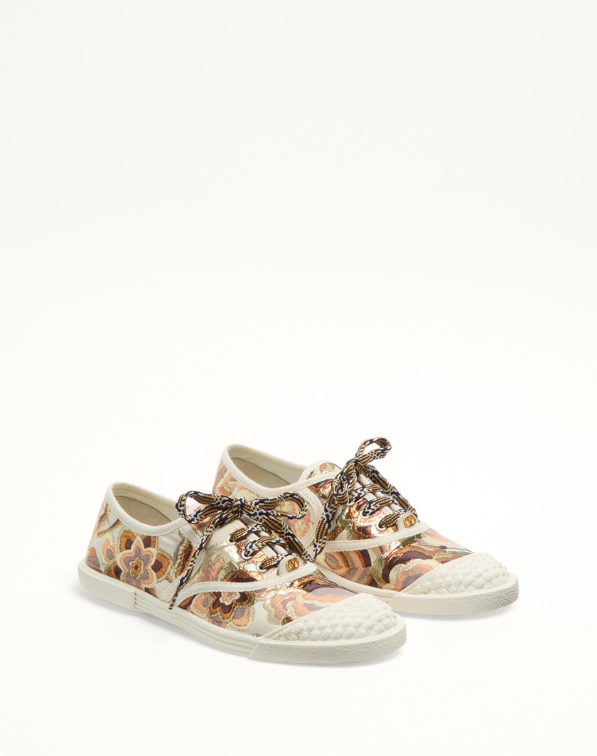 Valentino Handbags Sneaker Bay By Bay In Tessuto Jacquard Apres L'hiver per Donna in Avorio | Valentino IT Acquista Ora