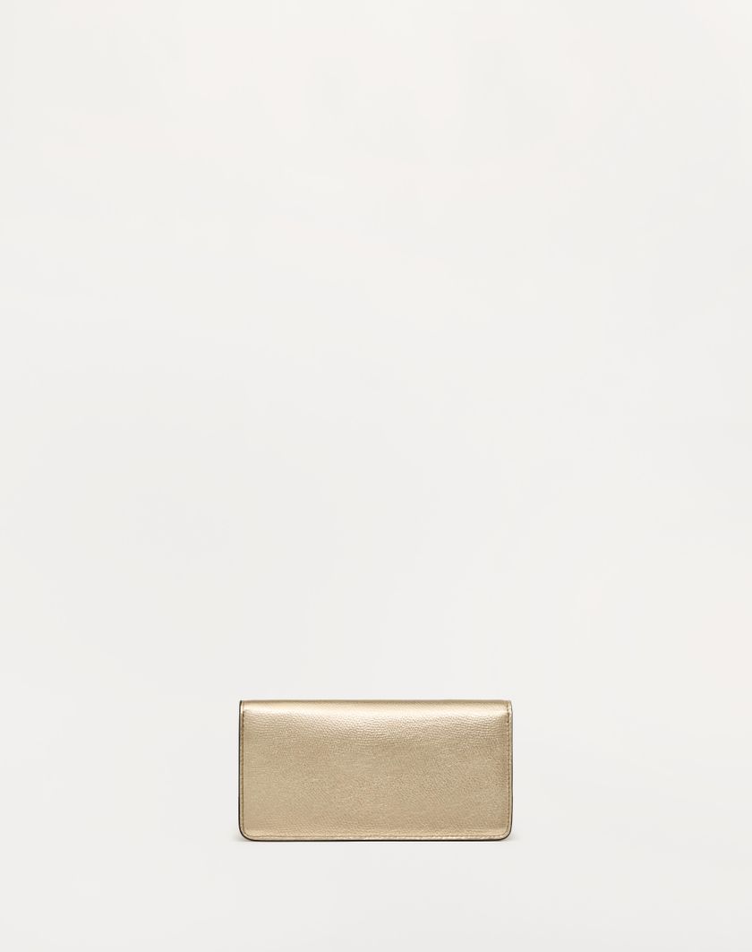 Valentino Handbags Portafoglio Con Catena Vlogo Signature In Vitello Granato Metallizzato per Donna in Platino | Valentino IT Promozione Limitata