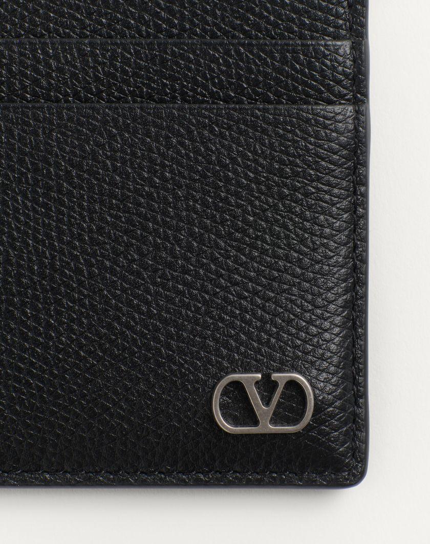 Valentino Handbags Portacarte Vlogo Signature In Vitello Granato per Uomo in Nero | Valentino IT Sottocosto