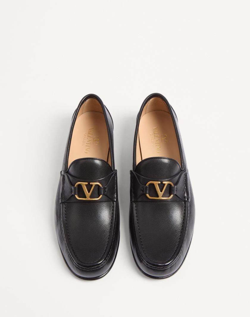 Valentino Handbags Mocassino Vlogo Signature In Bufalo per Uomo in Bark Brown | Valentino IT Novità