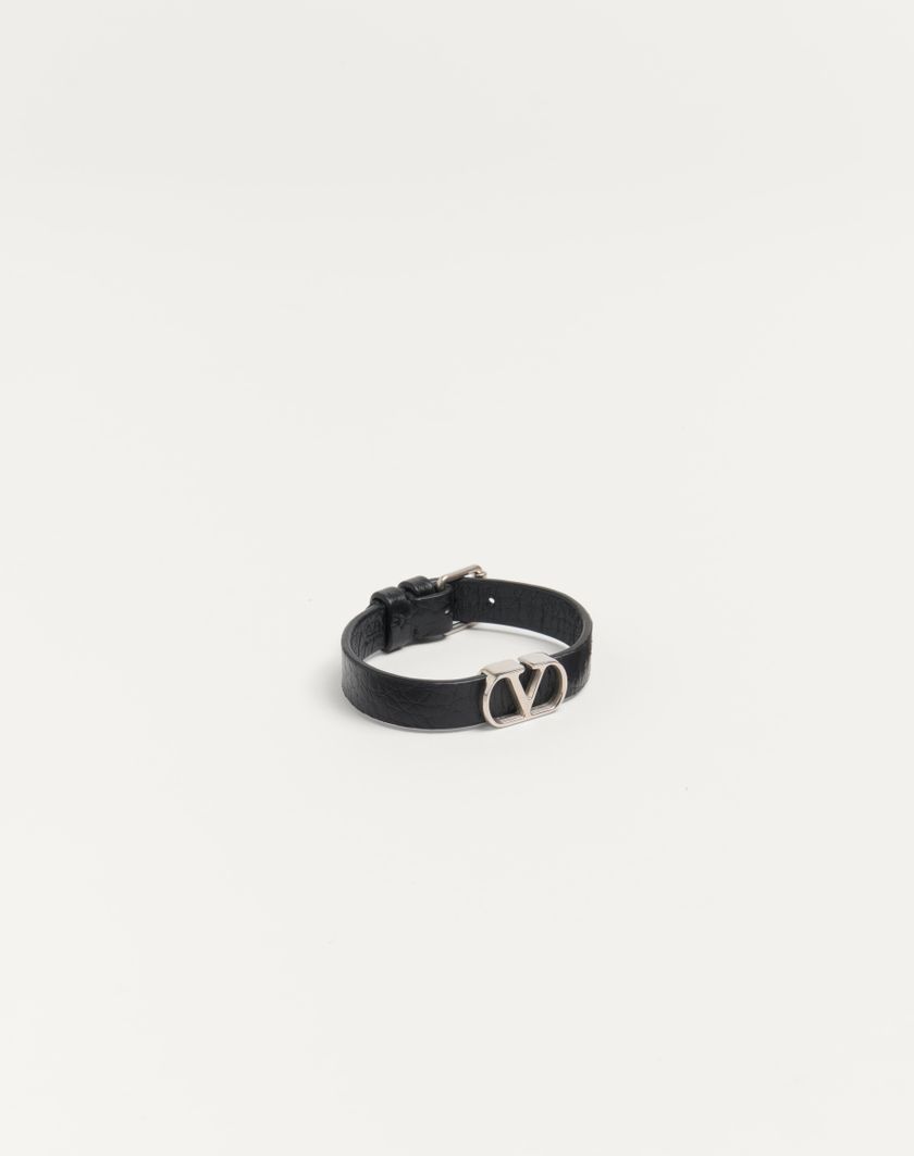Valentino Handbags Bracciale Vlogo Signature In Vitello Granato per Uomo in Nero | Valentino IT Saldi